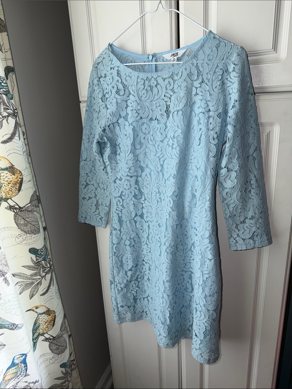 Jack by BB Dakota Powder Blue Lace Long Sleeve Sheath Dress
